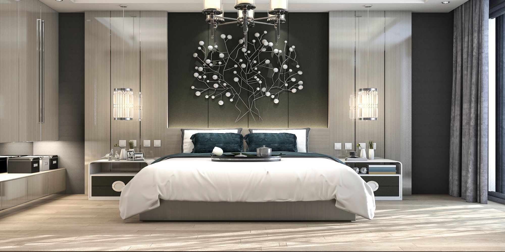 Luxury modern bedroom suite in hotel