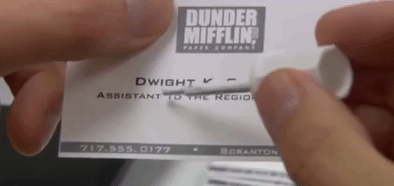 Assistant to the regional manager name card gif