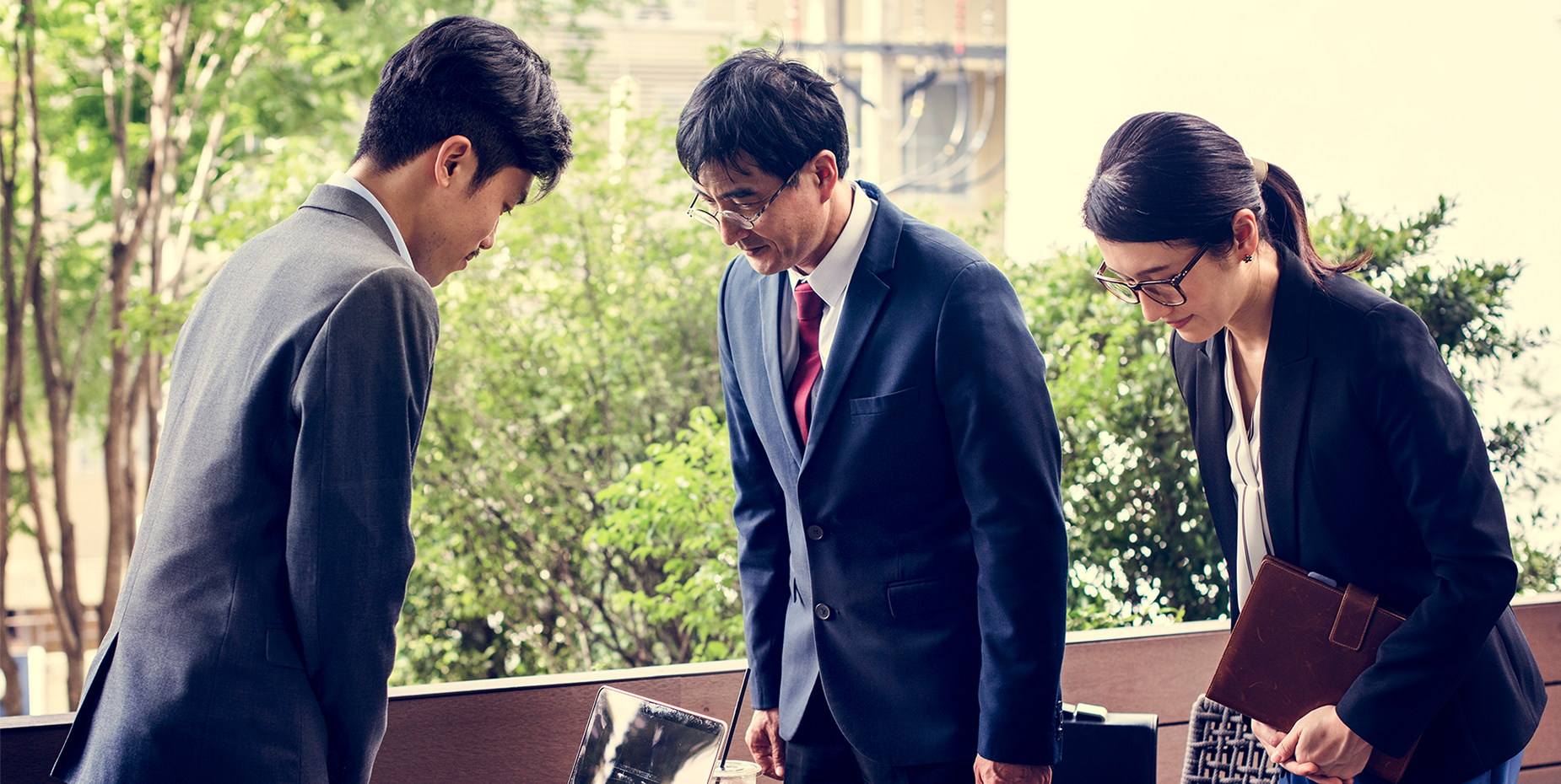 Koreans bowing in respect